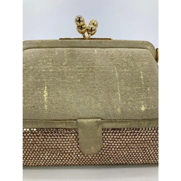 Vintage Judith Leiber Gold Suede and Swarovski Minaudiere - Picture 5 of 11